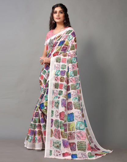 Multicolored Linen Saree | Leemboodi