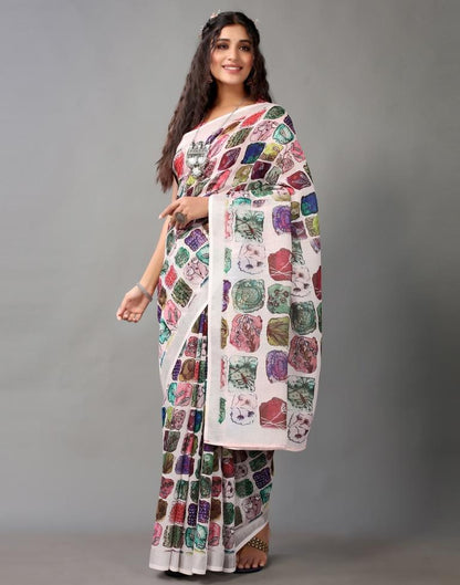 Multicolored Linen Saree | Leemboodi