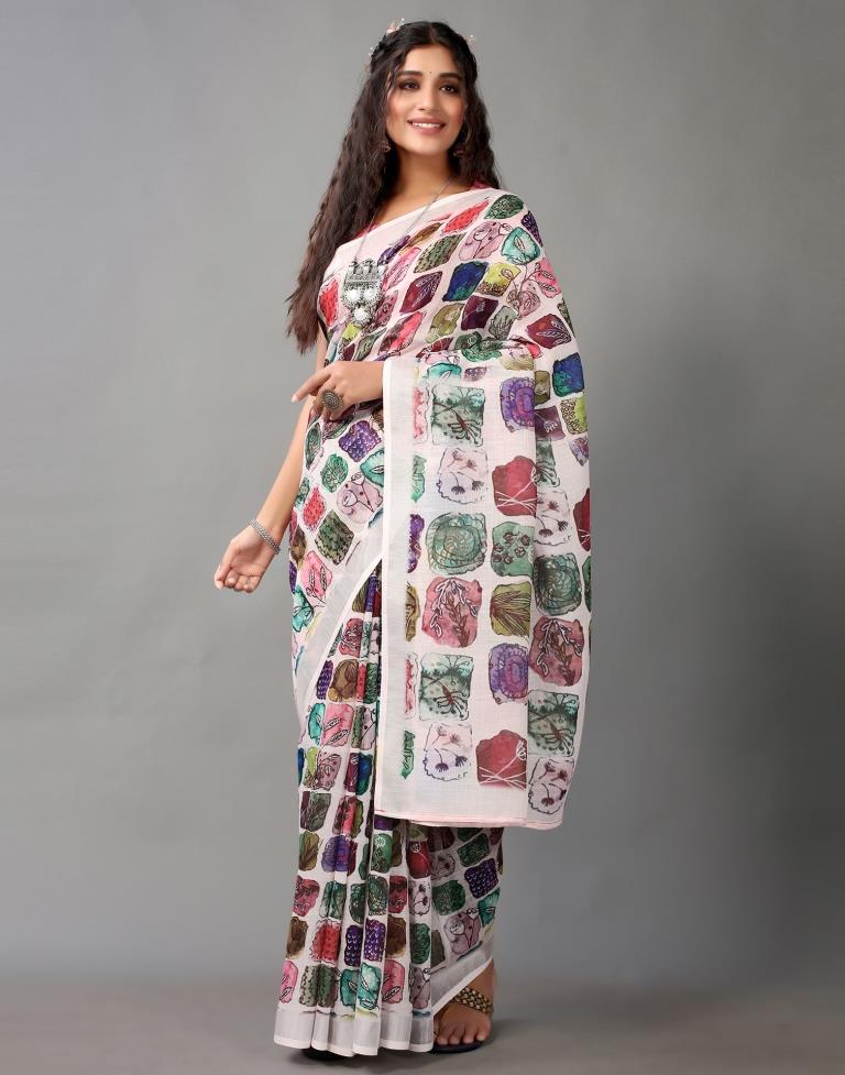 Multicolored Linen Saree | Leemboodi