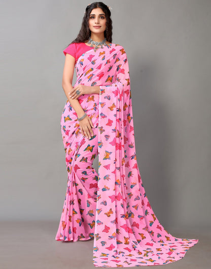 Pink Georgette Saree | Leemboodi