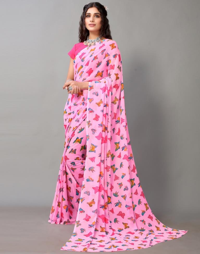 Pink Georgette Saree | Leemboodi