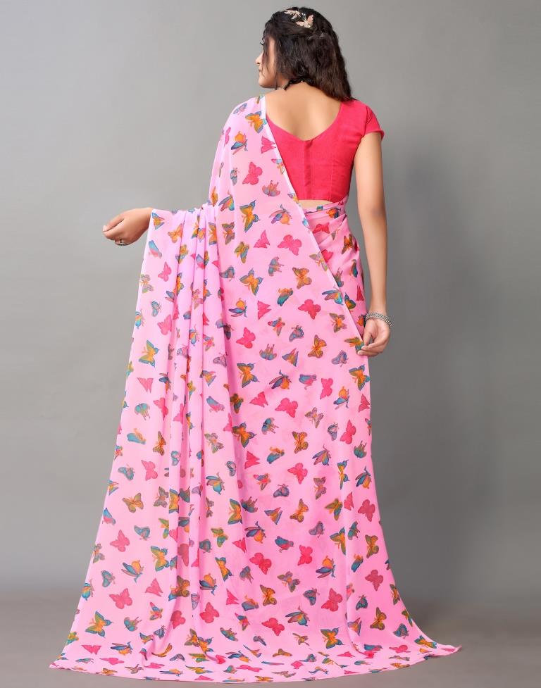 Pink Georgette Saree | Leemboodi