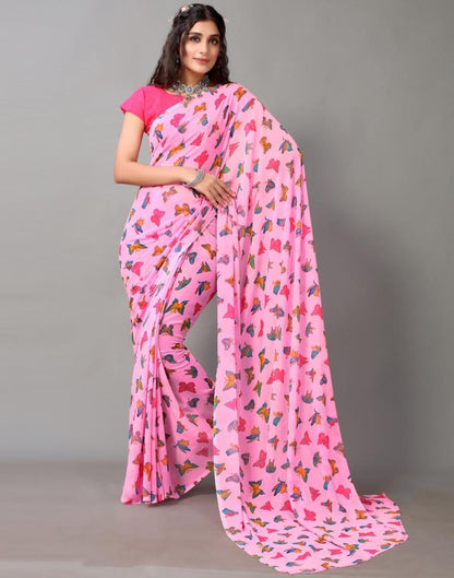 Pink Georgette Saree | Leemboodi