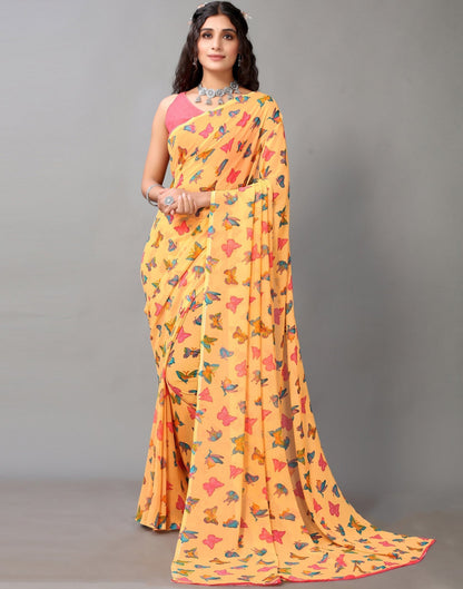 Light Orange Georgette Saree | Leemboodi