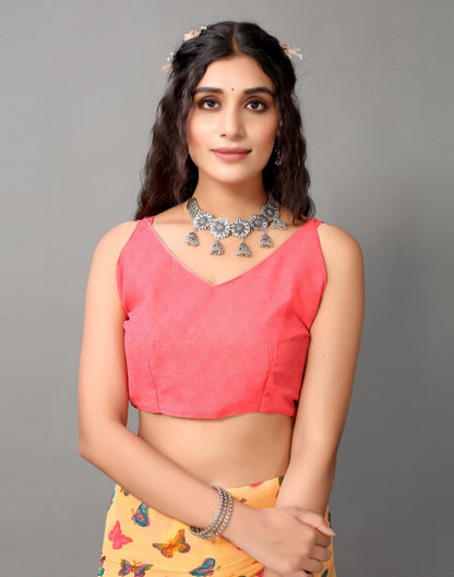 Light Orange Georgette Saree | Leemboodi