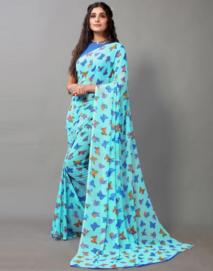 Light Blue Georgette Saree | Leemboodi