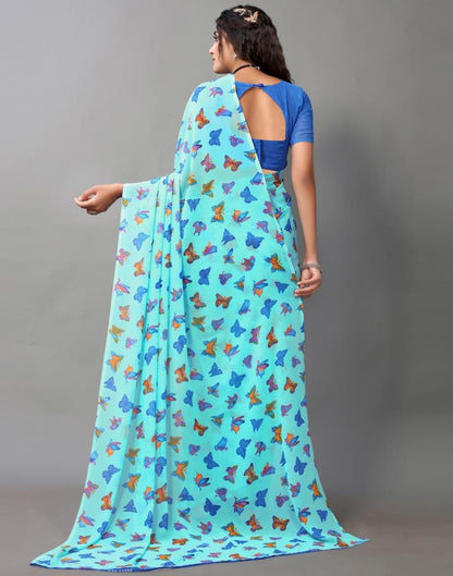 Light Blue Georgette Saree | Leemboodi