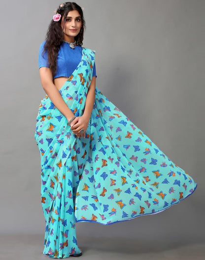 Light Blue Georgette Saree | Leemboodi