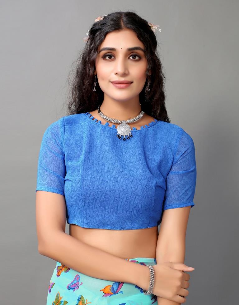 Light Blue Georgette Saree | Leemboodi