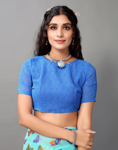 Light Blue Georgette Saree | Leemboodi