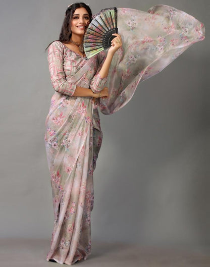 Light Grey Silk Saree | Leemboodi