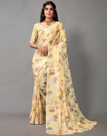 Light Yellow Silk Saree | Leemboodi