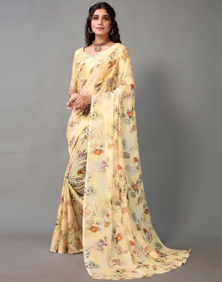 Light Yellow Silk Saree | Leemboodi
