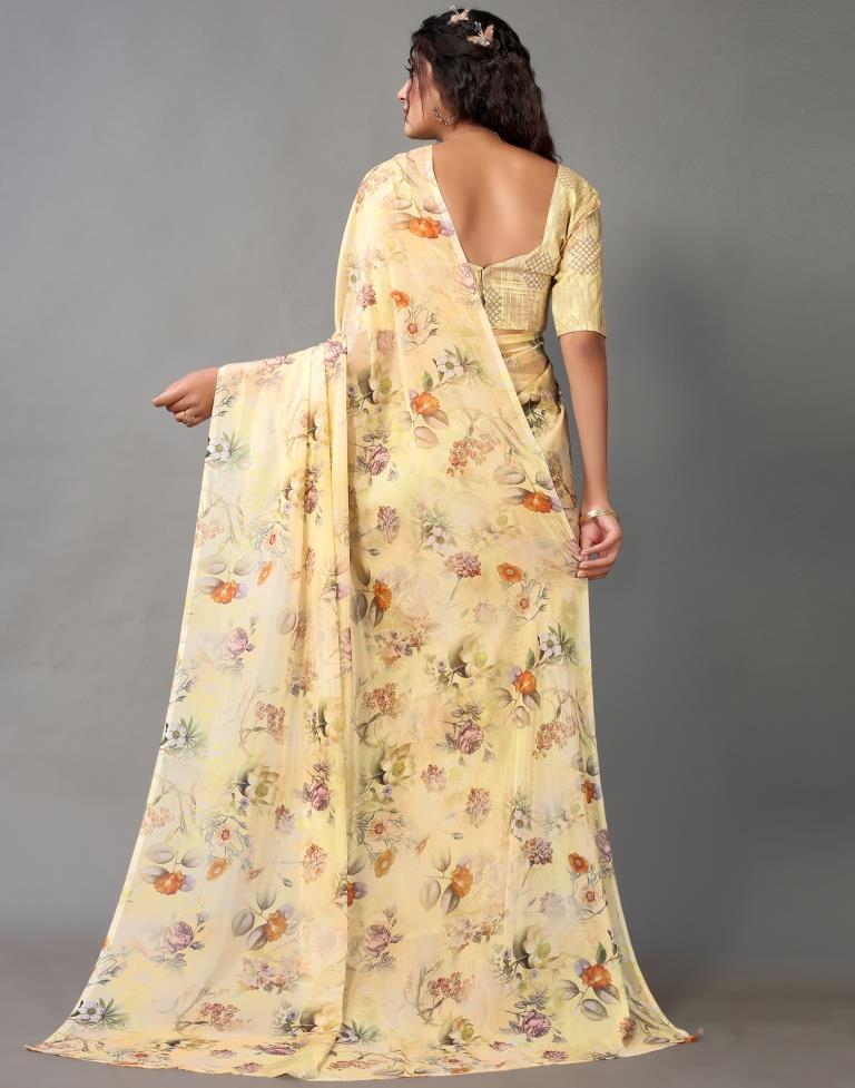 Light Yellow Silk Saree | Leemboodi