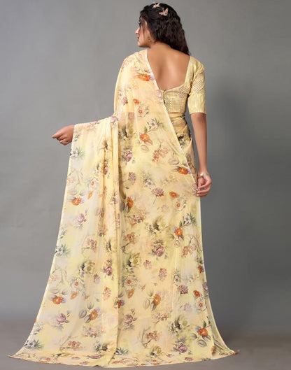 Light Yellow Silk Saree | Leemboodi