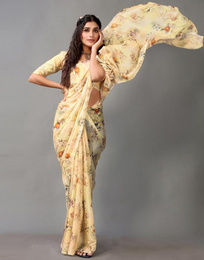 Light Yellow Silk Saree | Leemboodi