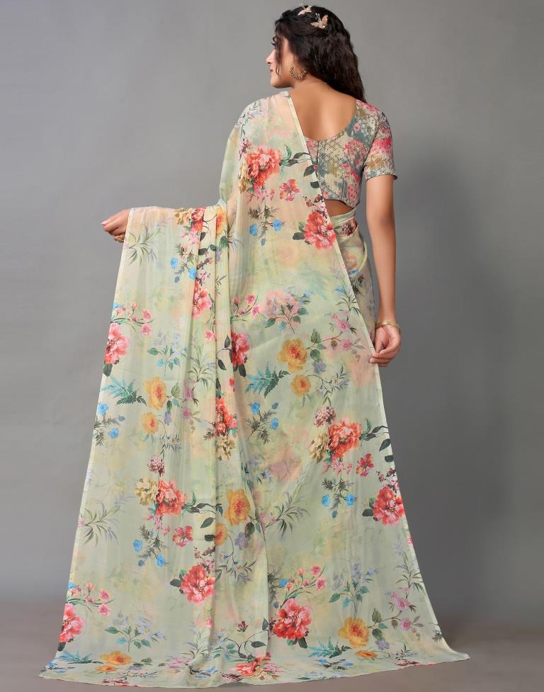 Dusty Green Silk Saree | Leemboodi