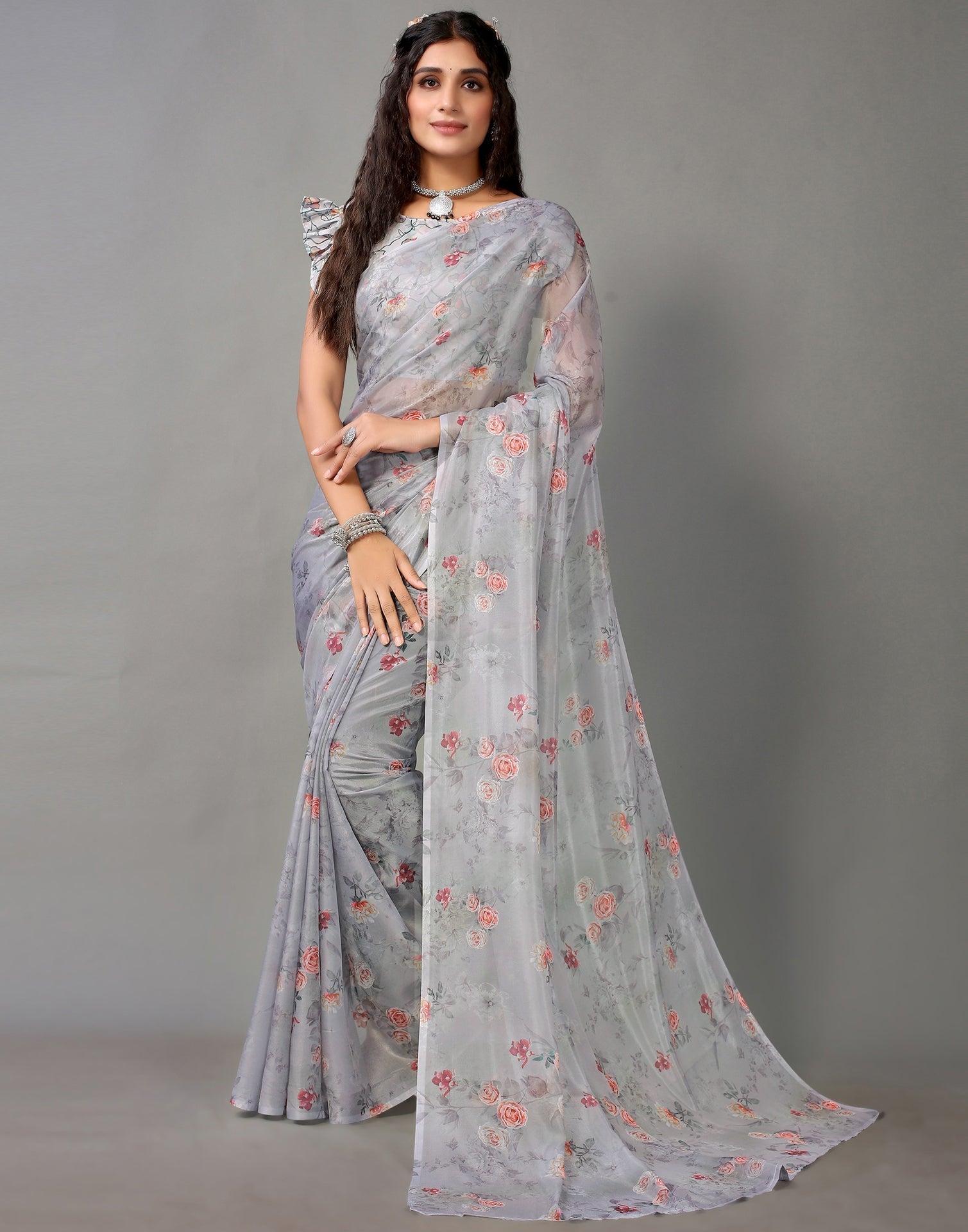 Grey Silk Saree | Leemboodi