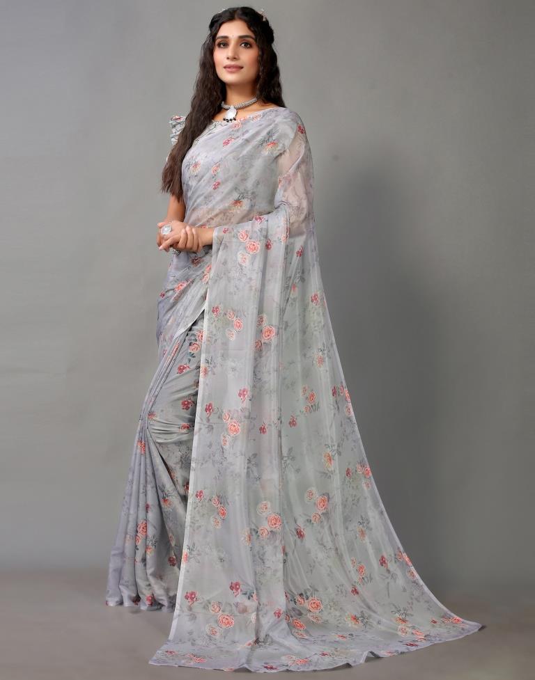 Grey Silk Saree | Leemboodi