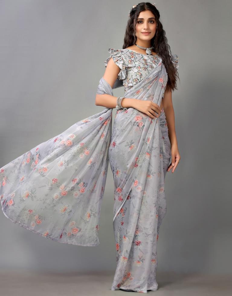 Grey Silk Saree | Leemboodi