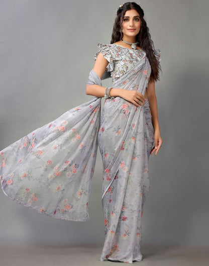 Grey Silk Saree | Leemboodi