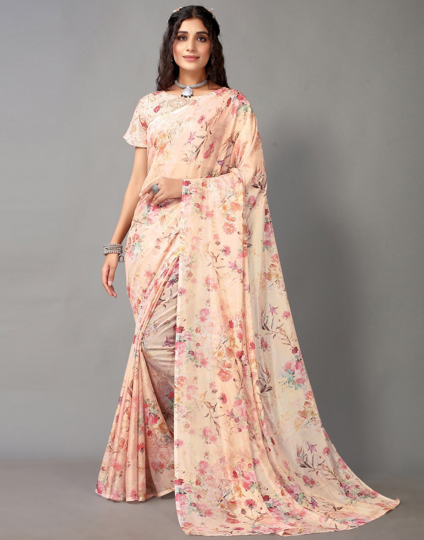 Light Peach Silk Saree | Leemboodi
