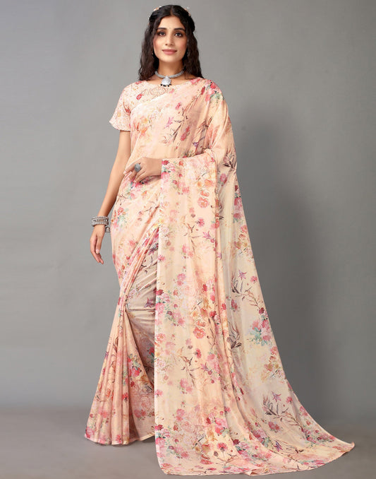 Light Peach Silk Saree | Leemboodi