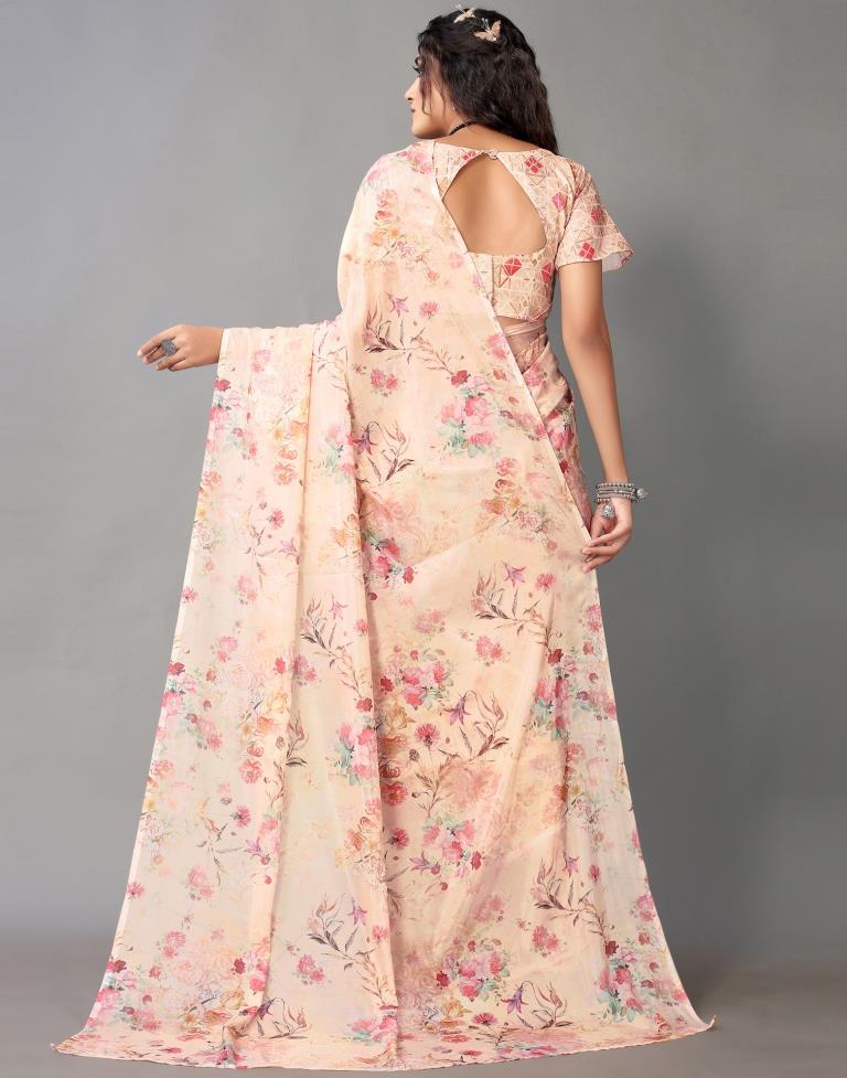 Light Peach Silk Saree | Leemboodi