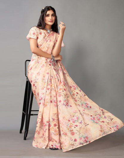 Light Peach Silk Saree | Leemboodi
