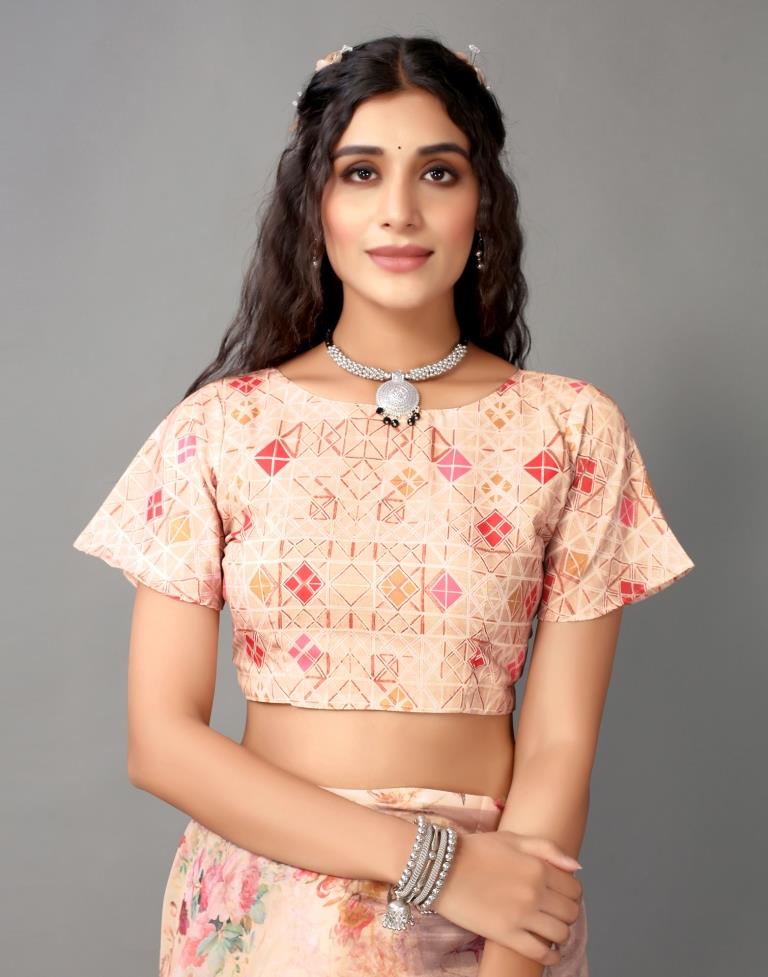 Light Peach Silk Saree | Leemboodi