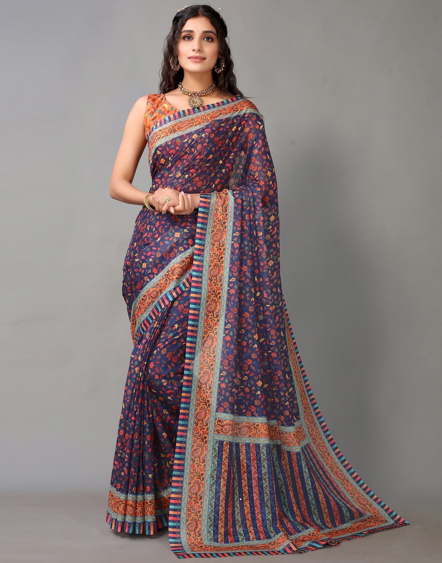 Navy Blue Silk Saree | Leemboodi