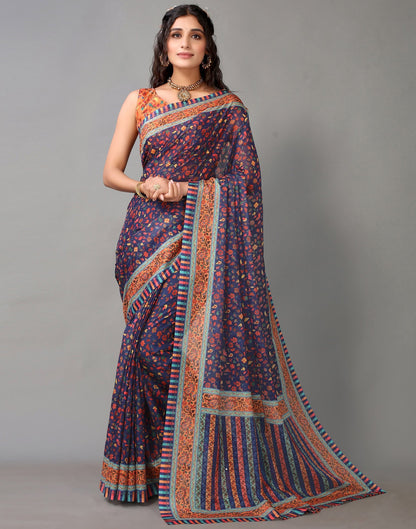 Navy Blue Silk Saree | Leemboodi