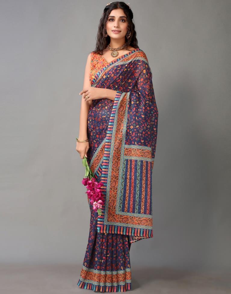 Navy Blue Silk Saree | Leemboodi