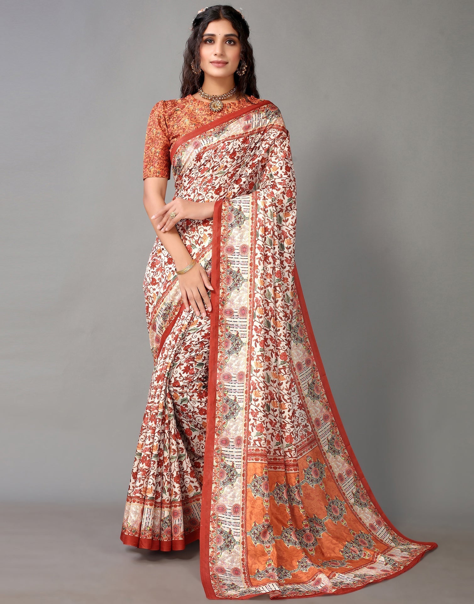 Cream Silk Saree | Leemboodi