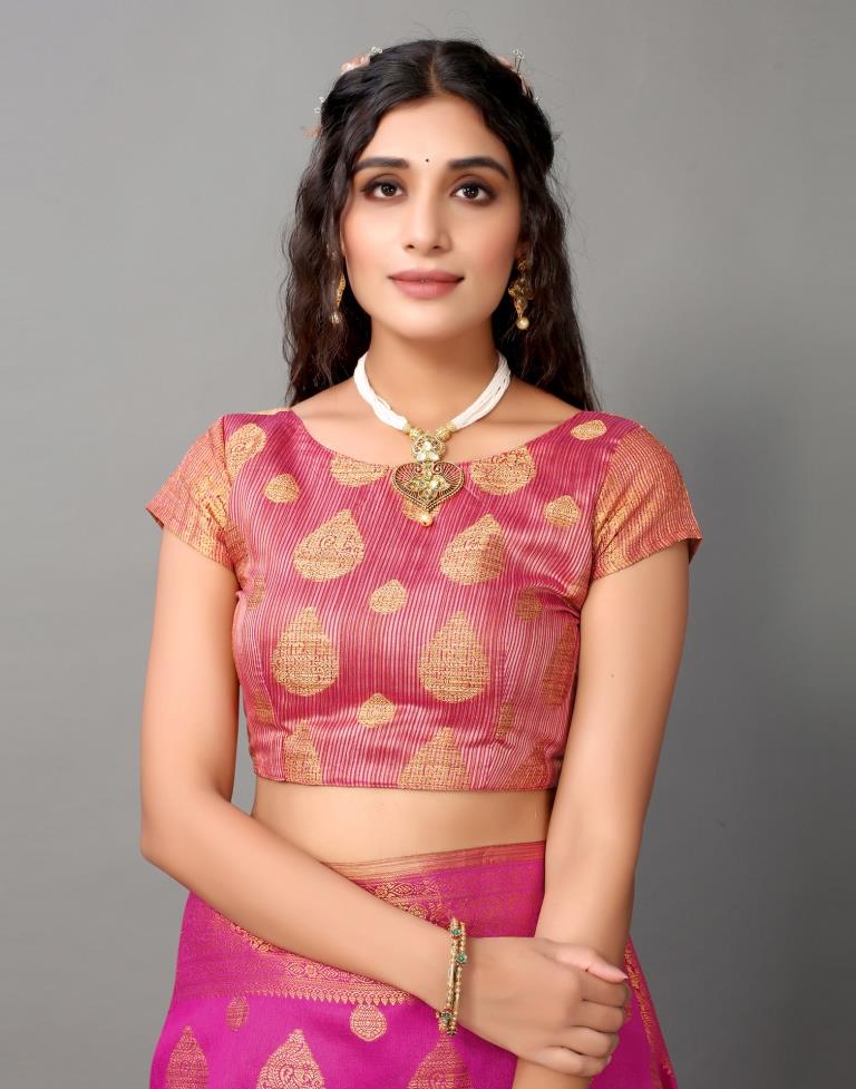 Hot Pink Banarasi Silk Saree | Sudathi