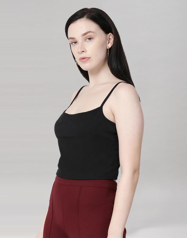 Black Coloured Lycra Knitted Top | Sudathi