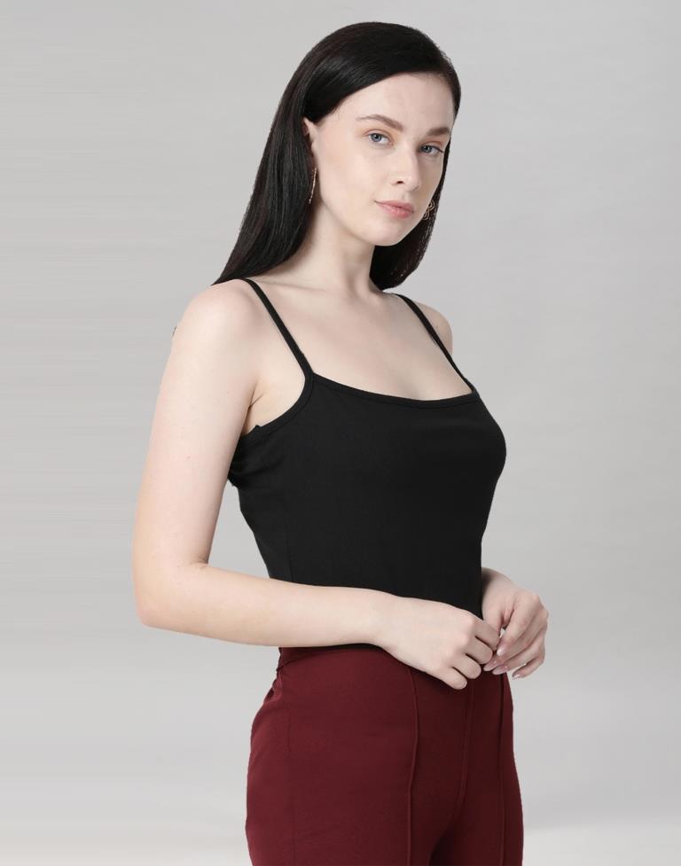 Black Coloured Lycra Knitted Top | Sudathi