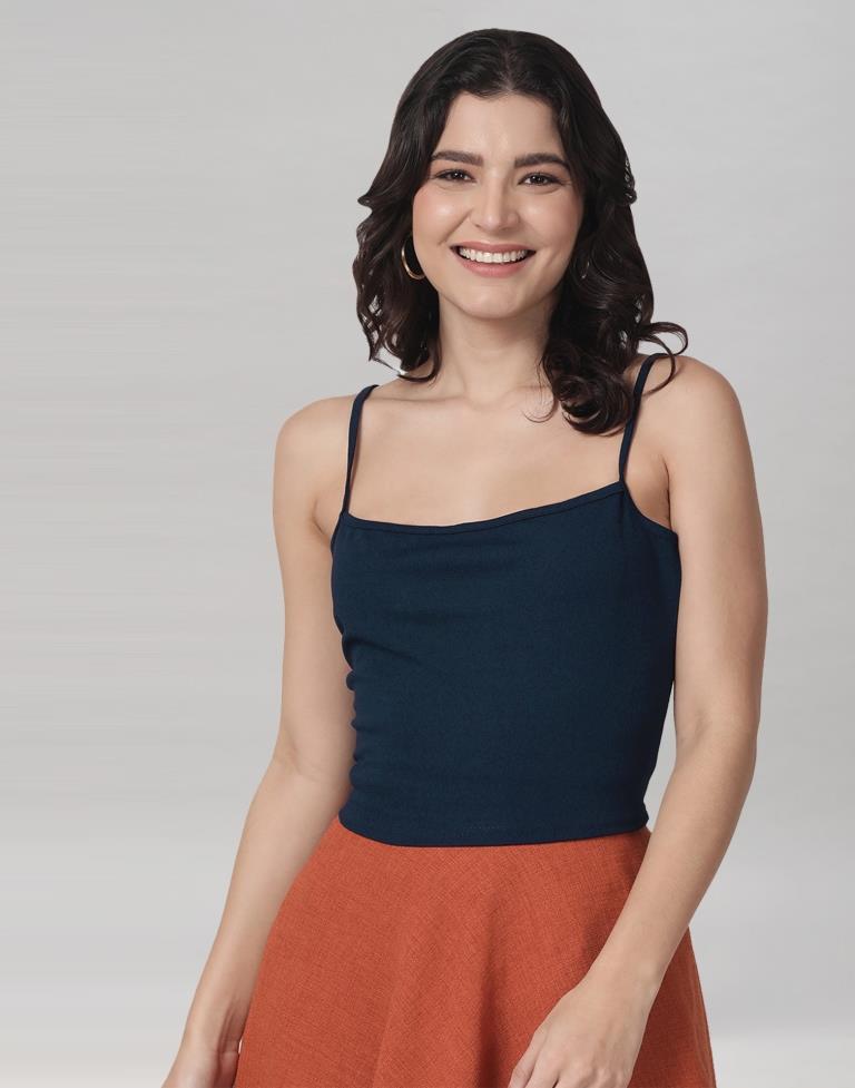 Blue Coloured Lycra Knitted Top | Sudathi