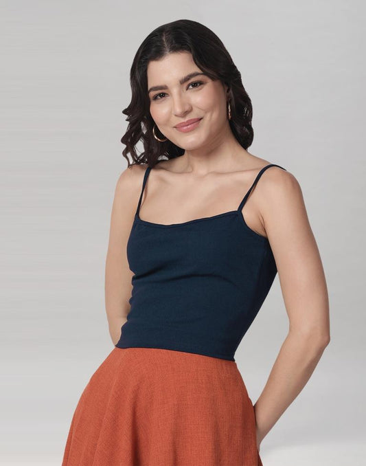 Blue Coloured Lycra Knitted Top | Sudathi