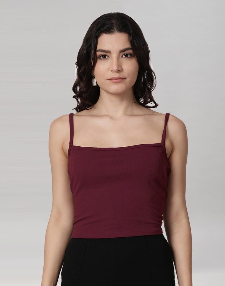 Maroon Coloured Lycra Knitted Top | Sudathi