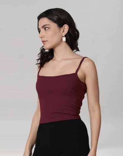 Maroon Coloured Lycra Knitted Top | Sudathi