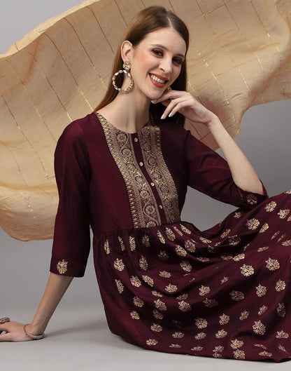 Brown Kurti With Pant And Dupatta | Leemboodi