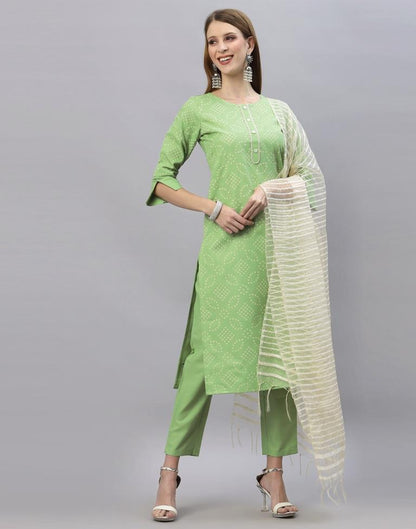 Pastel Green Kurti With Pant And Dupatta | Leemboodi