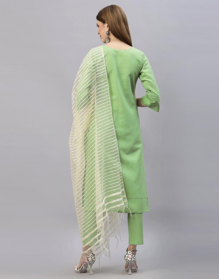 Pastel Green Kurti With Pant And Dupatta | Leemboodi