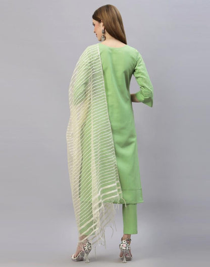 Pastel Green Kurti With Pant And Dupatta | Leemboodi