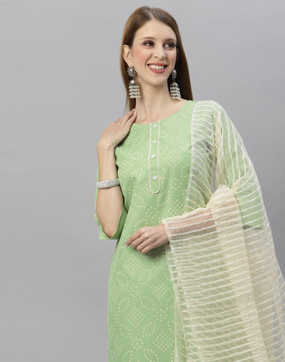 Pastel Green Kurti With Pant And Dupatta | Leemboodi