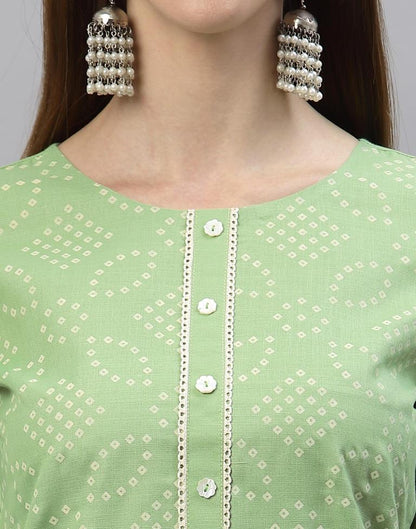 Pastel Green Kurti With Pant And Dupatta | Leemboodi