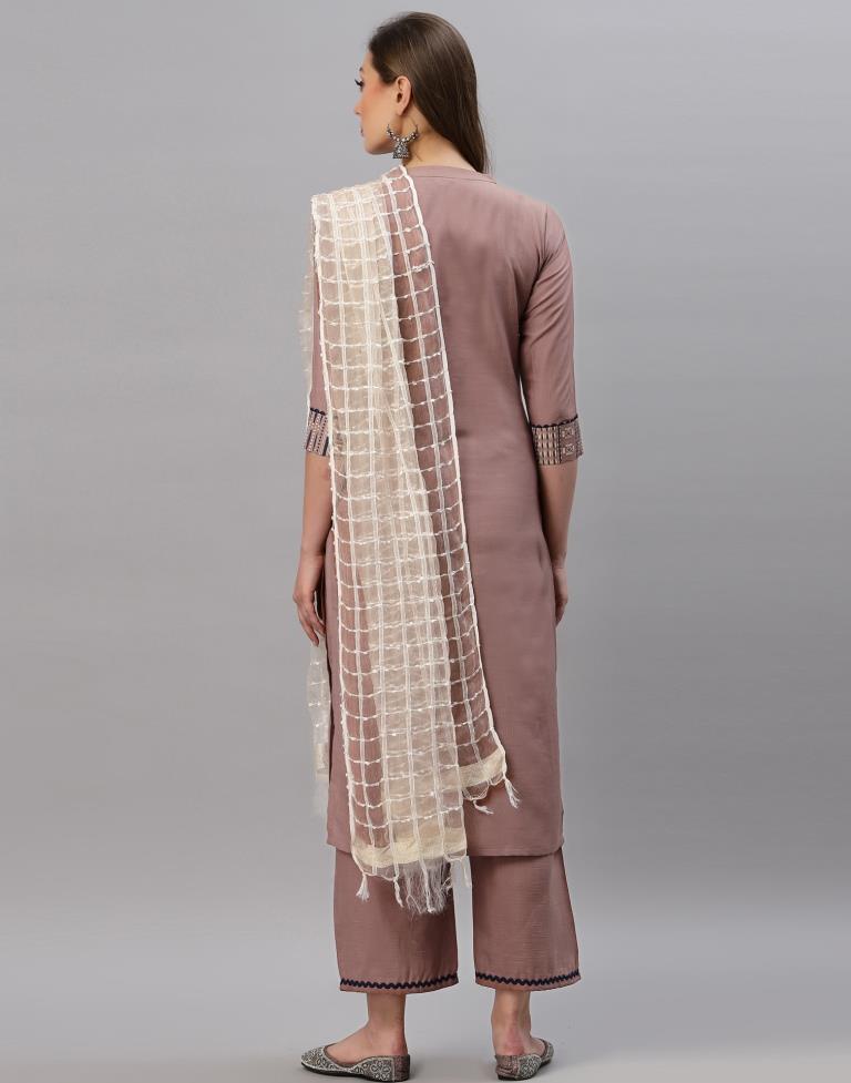 Brown Kurti With Pant And Dupatta | Leemboodi