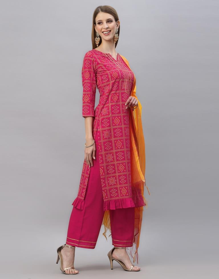 Pink Kurti With Pant And Dupatta | Leemboodi