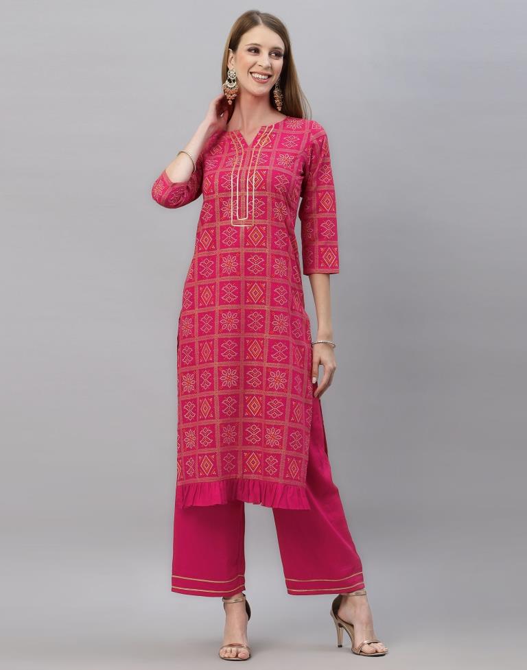 Pink Kurti With Pant And Dupatta | Leemboodi